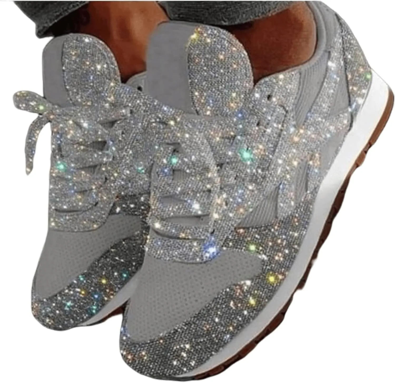 Ladmiple Sneakers For Women Black Bling Womens Slip On Breathe Walking Shoes Classic Casual Fashion Sneakers Comfort Non Slip Wedge Platform Running Tennis Shoes