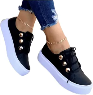 Ladmiple Sneakers For Women Slip On Wide Width Fashion Casual Comfortable Walking Shoes Lace Up Platform Flats Loafers