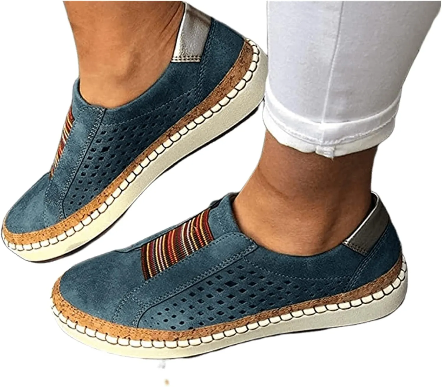 Ladmiple Sneakers For Women Trendy 2024 Canvas Shoes Low Cut Slip On Casual Dressy Summer Comfortable Walking Flats Loafers