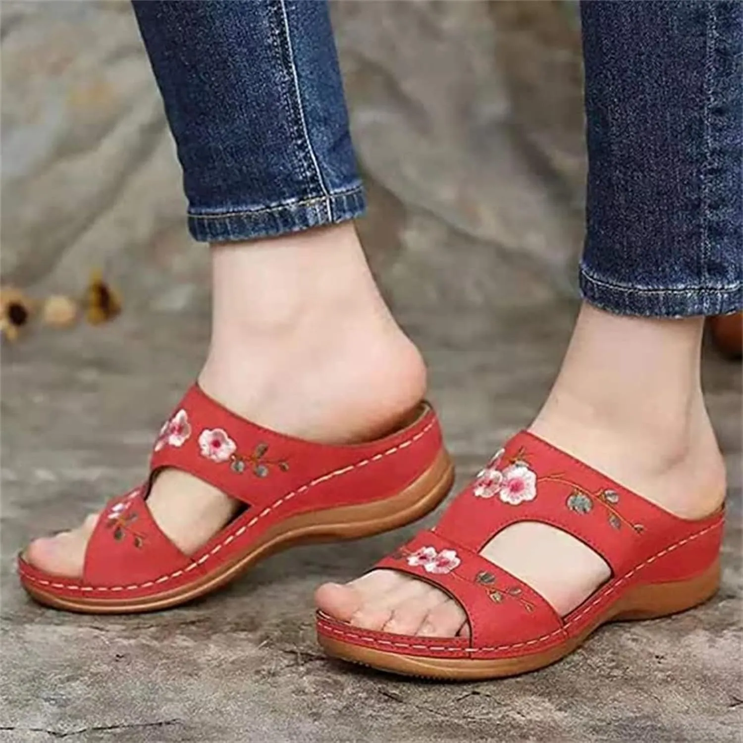 Ladmiple Womens Sandals Dressy Summer Comfortable Slip On Orthotic Flip Flops Casual Orthopedic Slides With Arch Support