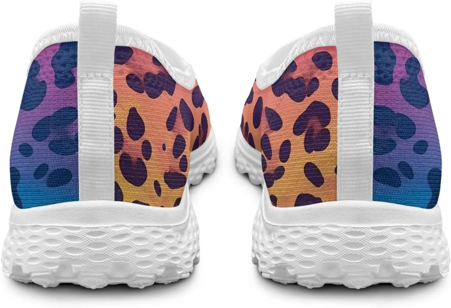 Leopard Print Mesh Slip on Shoes for Women Flats Casual Loafers Mesh Sport Non-Slip Sneakers with EVA Sole