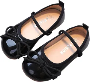 Little Girl Mary Jane Dress Shoes Toddler Girls School Shoes Soft Sole Non Slip Faux Leather Shoes Bowknot Flats