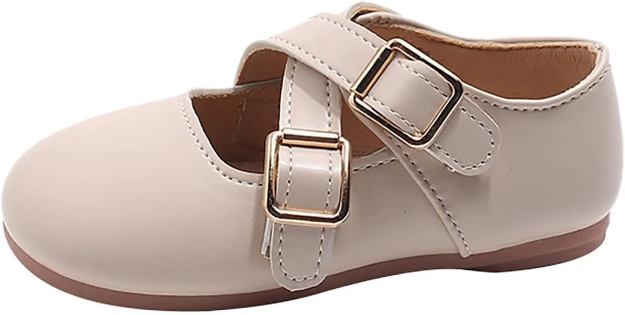 Little Girls Buckle Strap Mary Jane School Uniform Shoes Moccasi??s Dress Flat?? Toddler Princess Soft Sole Shoes