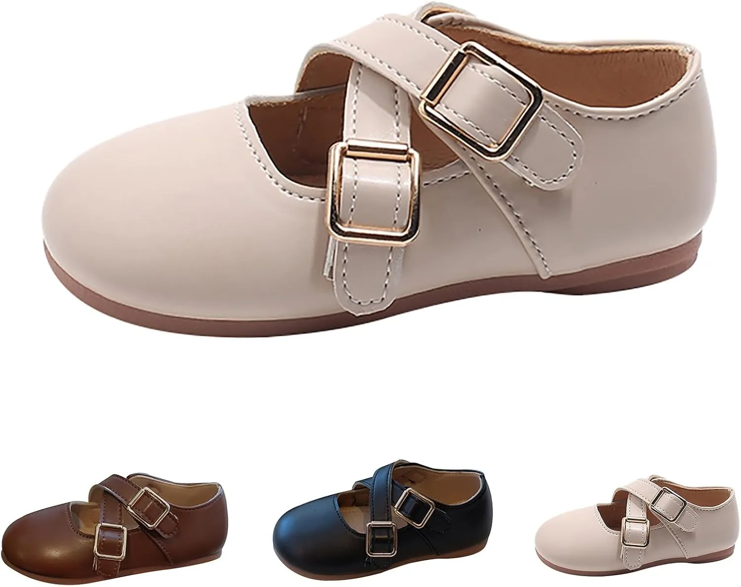 Little Girls Buckle Strap Mary Jane School Uniform Shoes Moccasi??s Dress Flat?? Toddler Princess Soft Sole Shoes