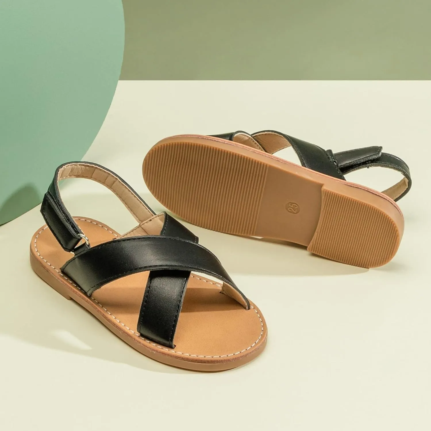 Little Girls Slip On Flat Sandals Open Toe Non-Slip Fashion Beach Pool Casual Shoes Swimming Slippers for Kids