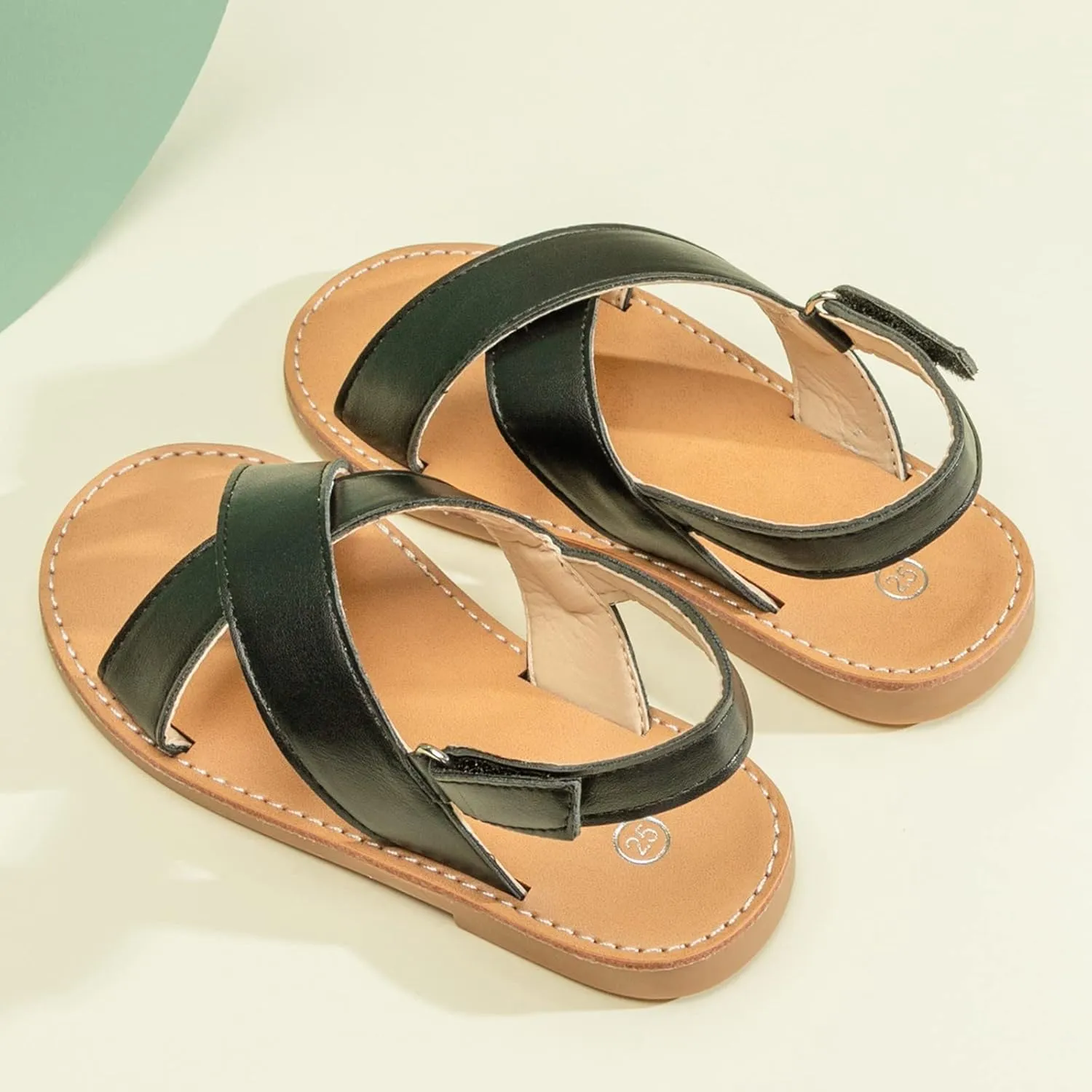 Little Girls Slip On Flat Sandals Open Toe Non-Slip Fashion Beach Pool Casual Shoes Swimming Slippers for Kids