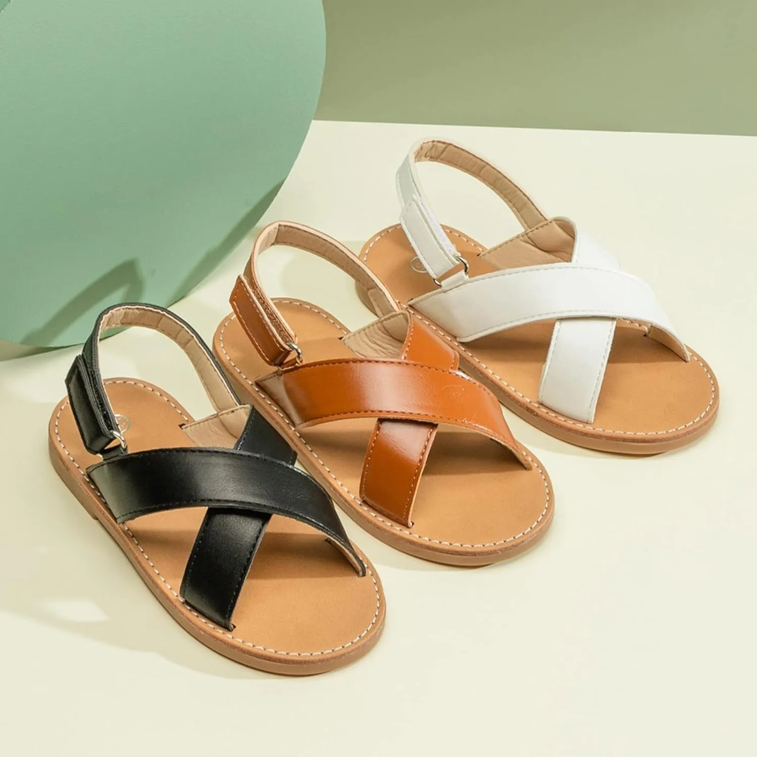 Little Girls Slip On Flat Sandals Open Toe Non-Slip Fashion Beach Pool Casual Shoes Swimming Slippers for Kids