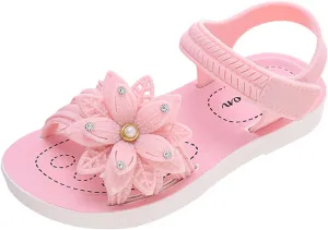 Little Girls Soft Sole Flower Sandals Open Toe Comfortable Lightweight Beach Shoes Kids Foot Slippers for Girls
