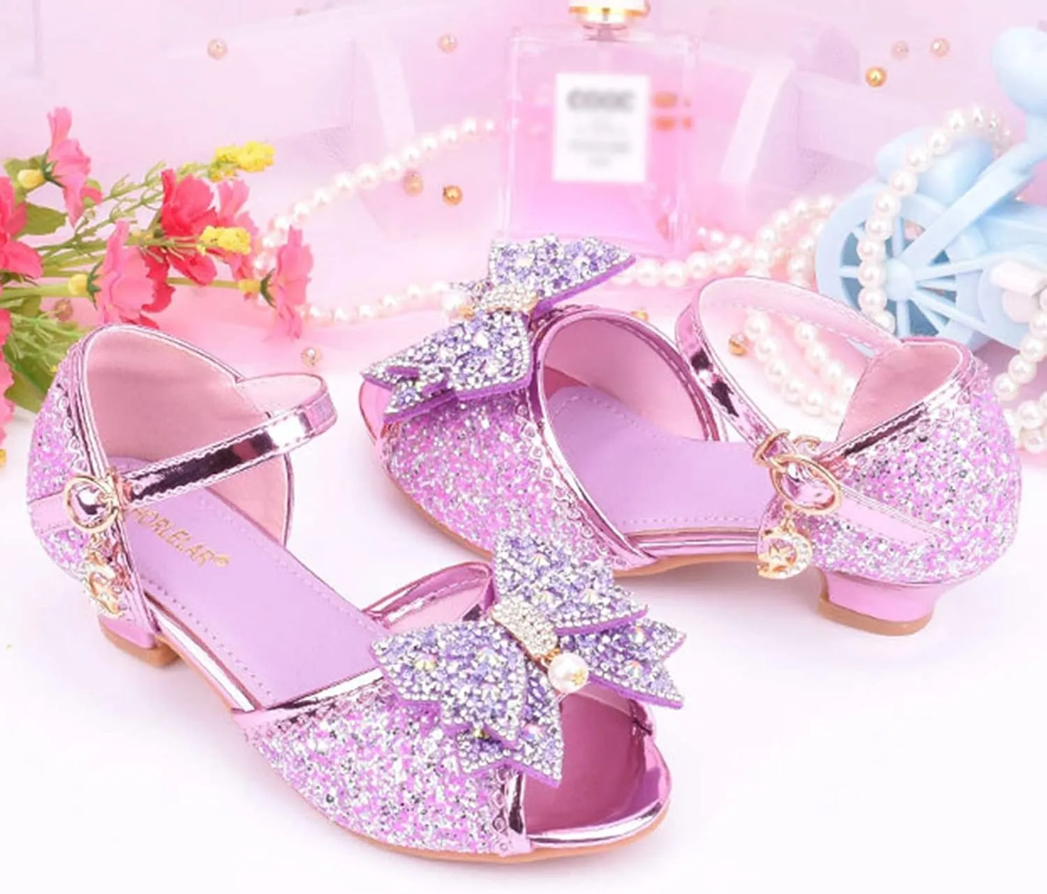 Little/Big Kids Girls Dress Shoes Lamour Bridesmaids Princess Heels Big Bow Closed Toe Wedding Party Flower Shoes