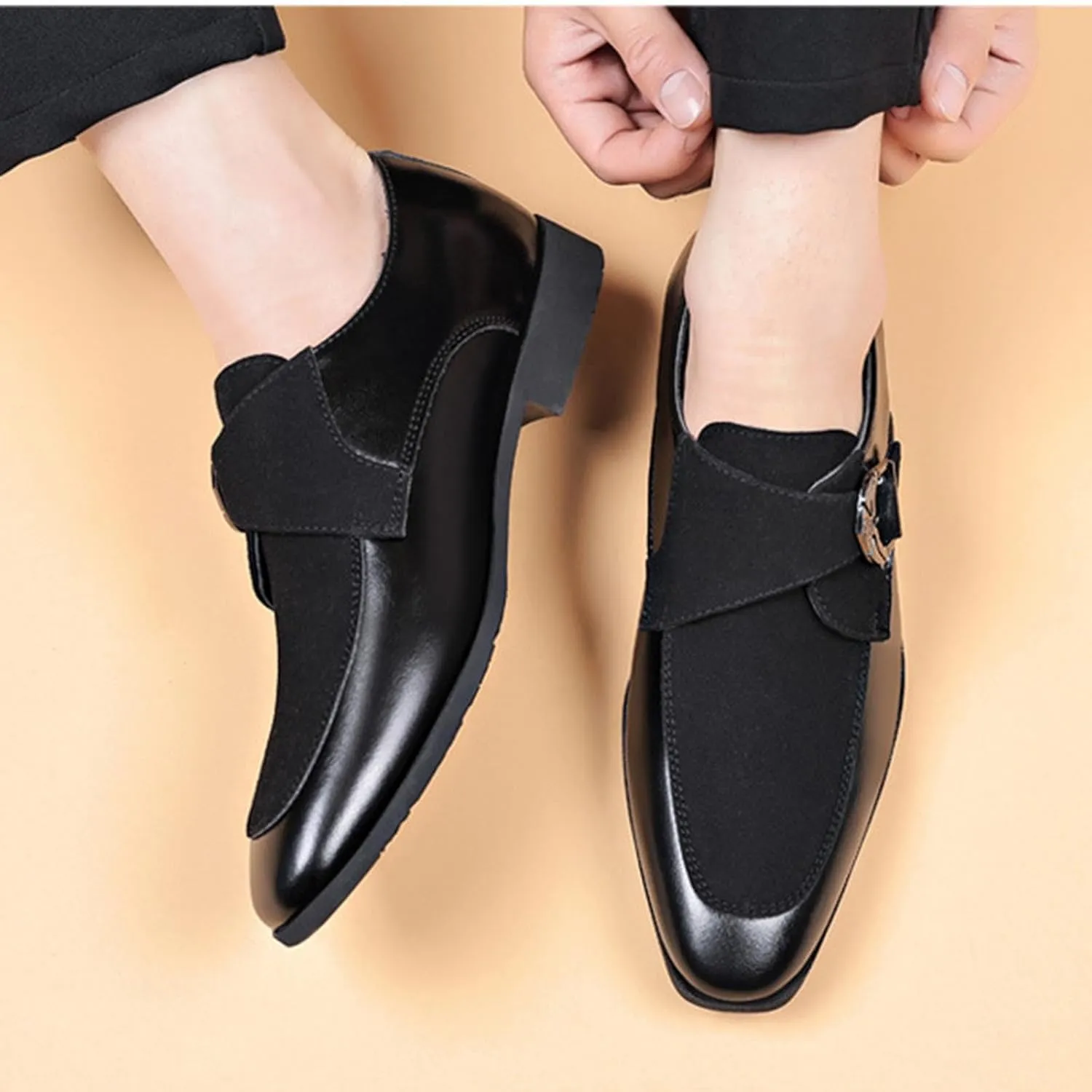 Loafers for Men Trendy Dress Shoes Elegant Patchwork Business Oxford Shoe Button Down Party Weeding Footwear