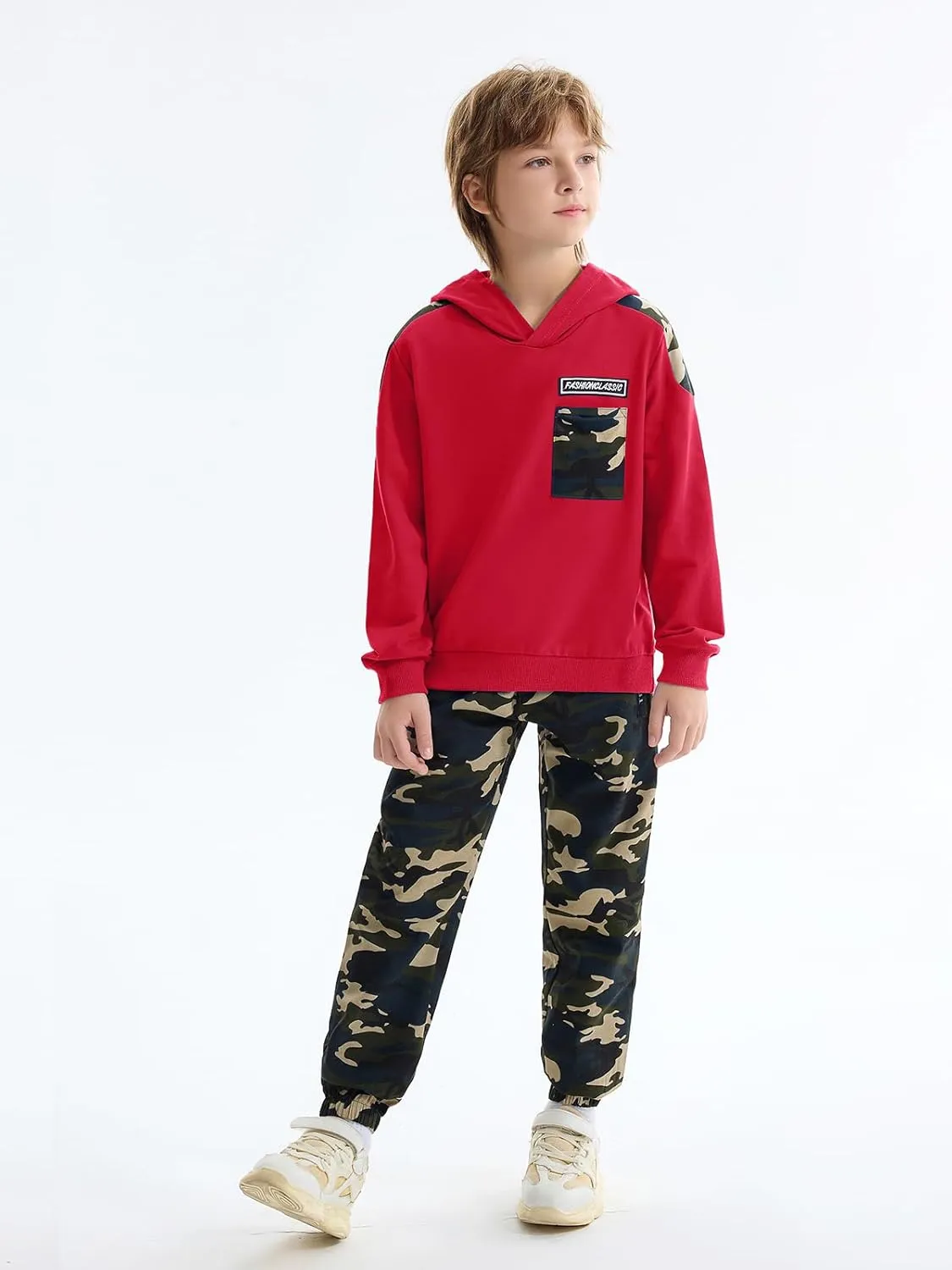 LOLANTA Camo Clothes for Boys Long Sleeve Hoodie and Pants Sets Kids 2 Piece Casual Outfits Sweatsuits