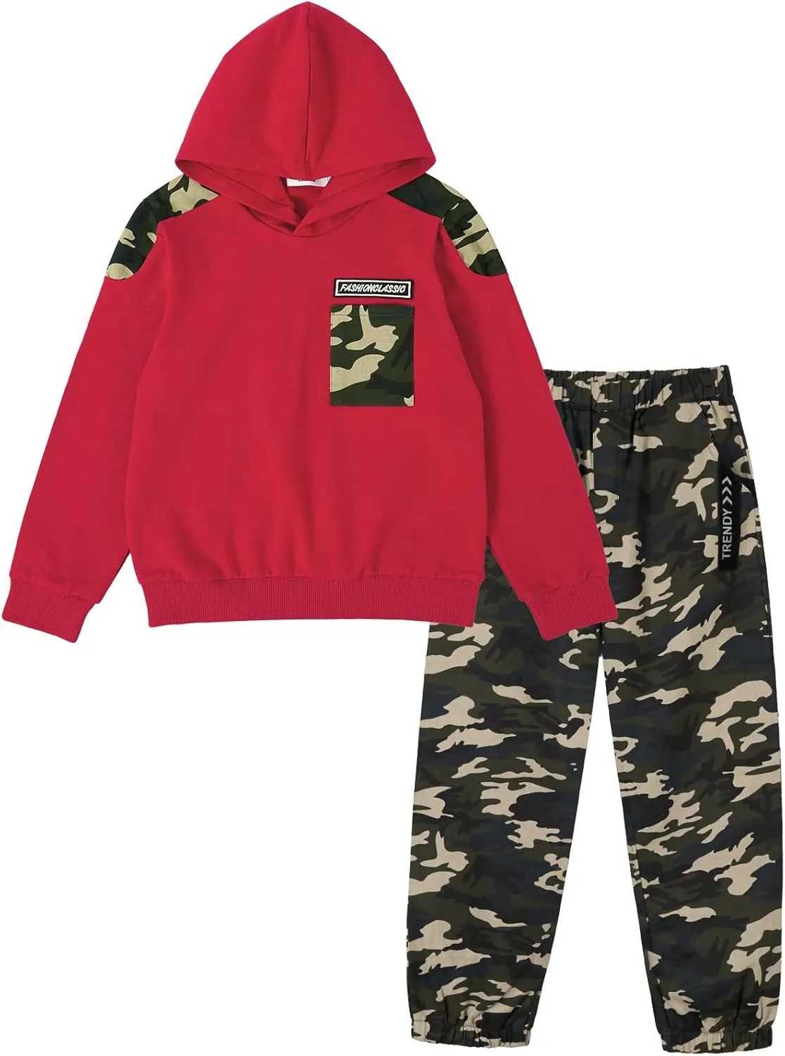 LOLANTA Camo Clothes for Boys Long Sleeve Hoodie and Pants Sets Kids 2 Piece Casual Outfits Sweatsuits