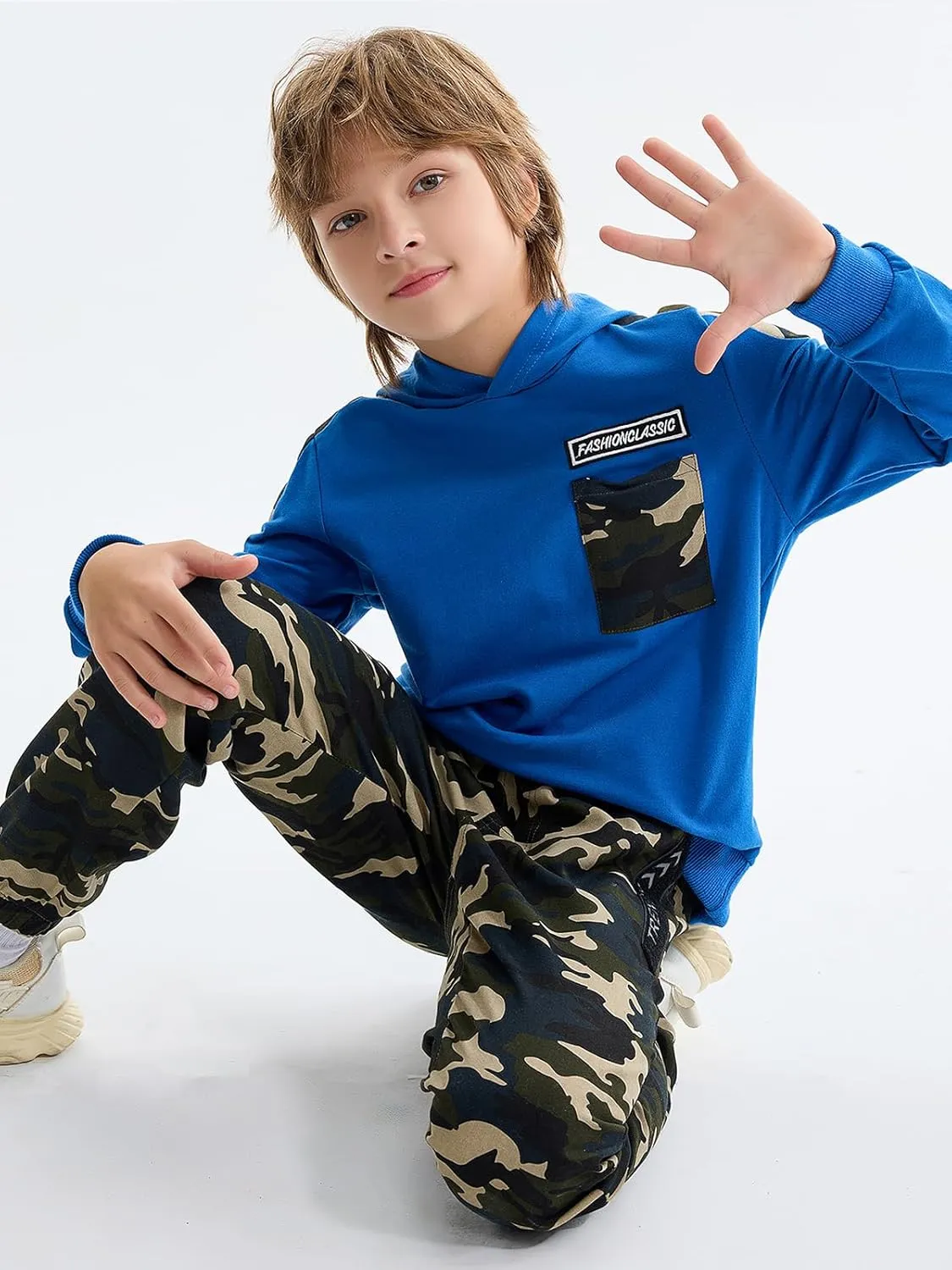 LOLANTA Camo Clothes for Boys Long Sleeve Hoodie and Pants Sets Kids 2 Piece Casual Outfits Sweatsuits