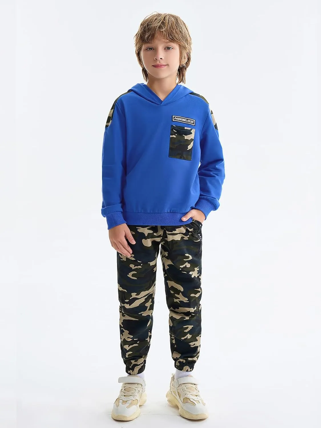 LOLANTA Camo Clothes for Boys Long Sleeve Hoodie and Pants Sets Kids 2 Piece Casual Outfits Sweatsuits