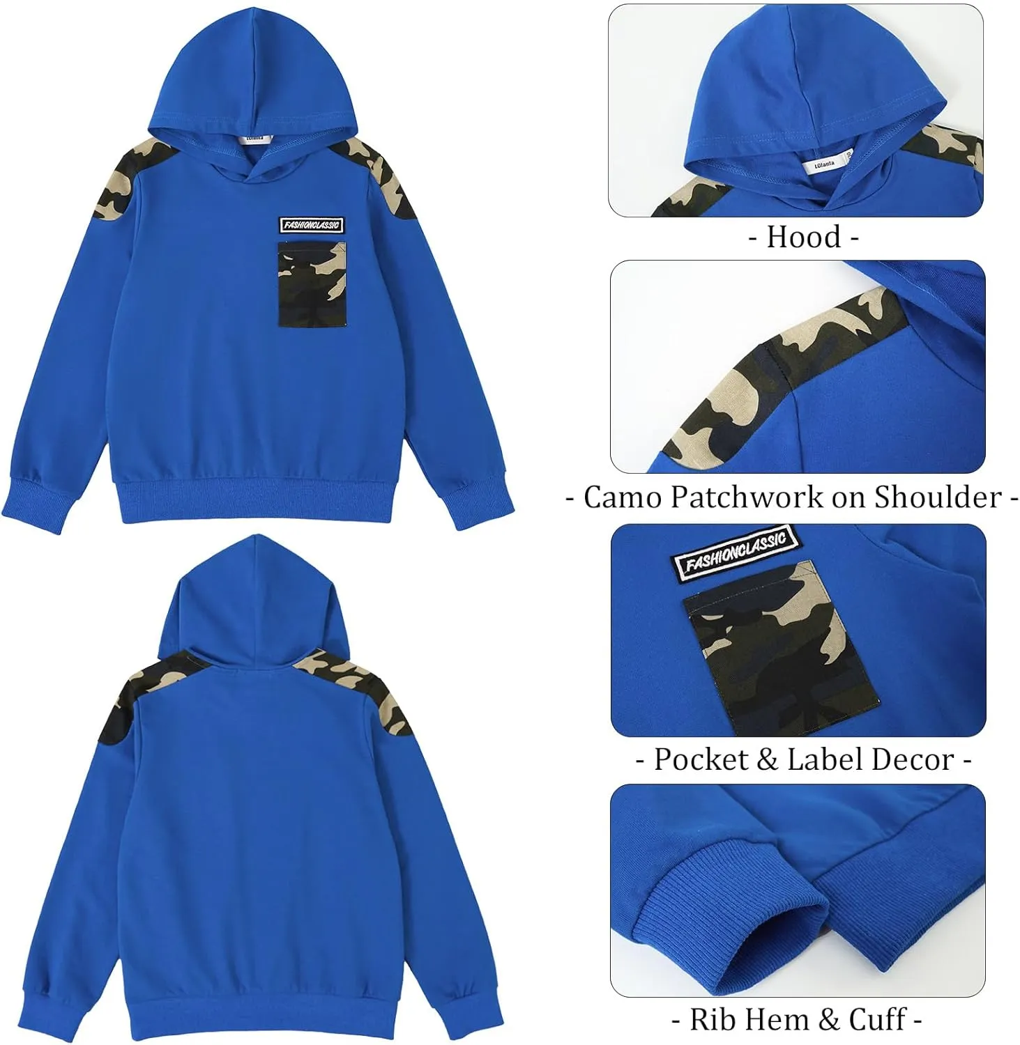 LOLANTA Camo Clothes for Boys Long Sleeve Hoodie and Pants Sets Kids 2 Piece Casual Outfits Sweatsuits