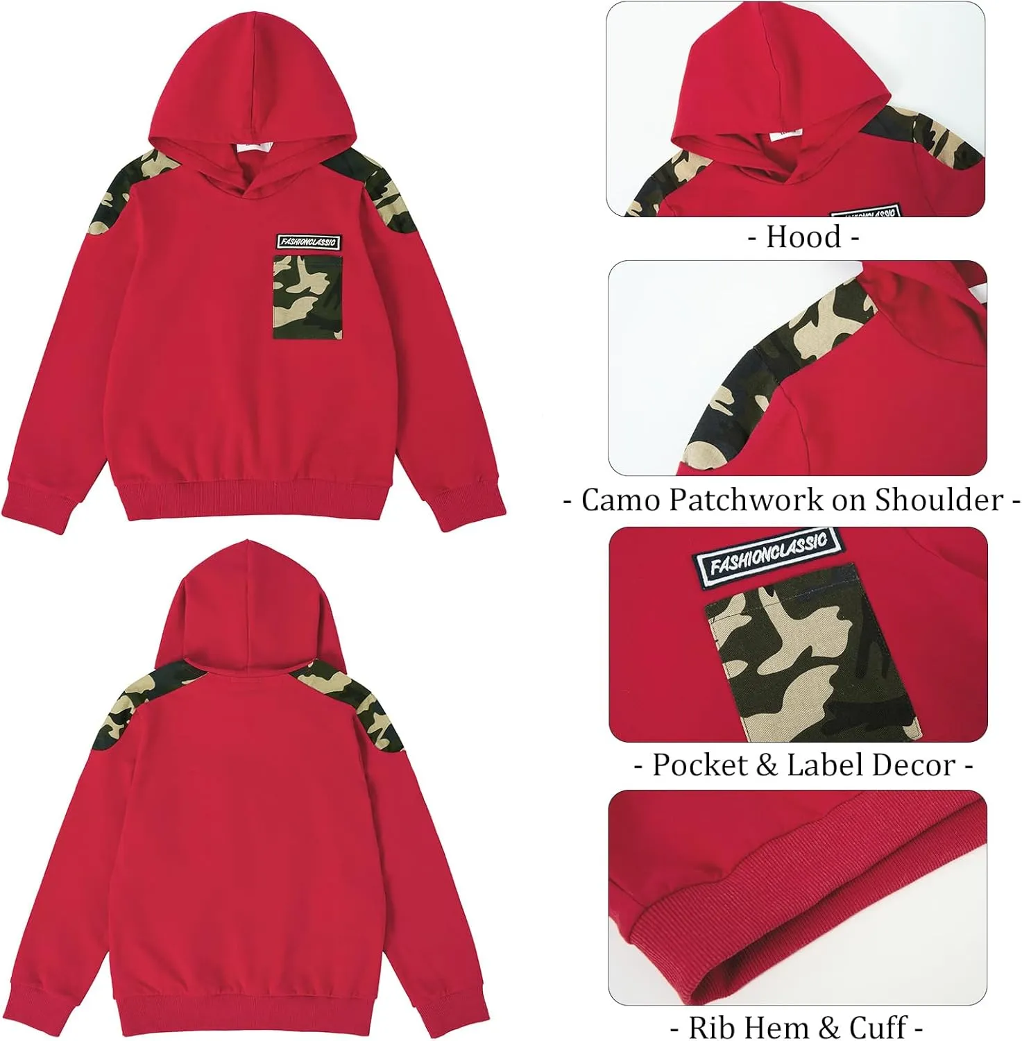 LOLANTA Camo Clothes for Boys Long Sleeve Hoodie and Pants Sets Kids 2 Piece Casual Outfits Sweatsuits
