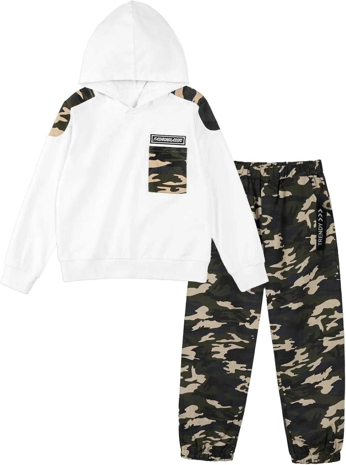 LOLANTA Camo Clothes for Boys Long Sleeve Hoodie and Pants Sets Kids 2 Piece Casual Outfits Sweatsuits