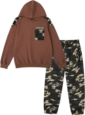 LOLANTA Camo Clothes for Boys Long Sleeve Hoodie and Pants Sets Kids 2 Piece Casual Outfits Sweatsuits