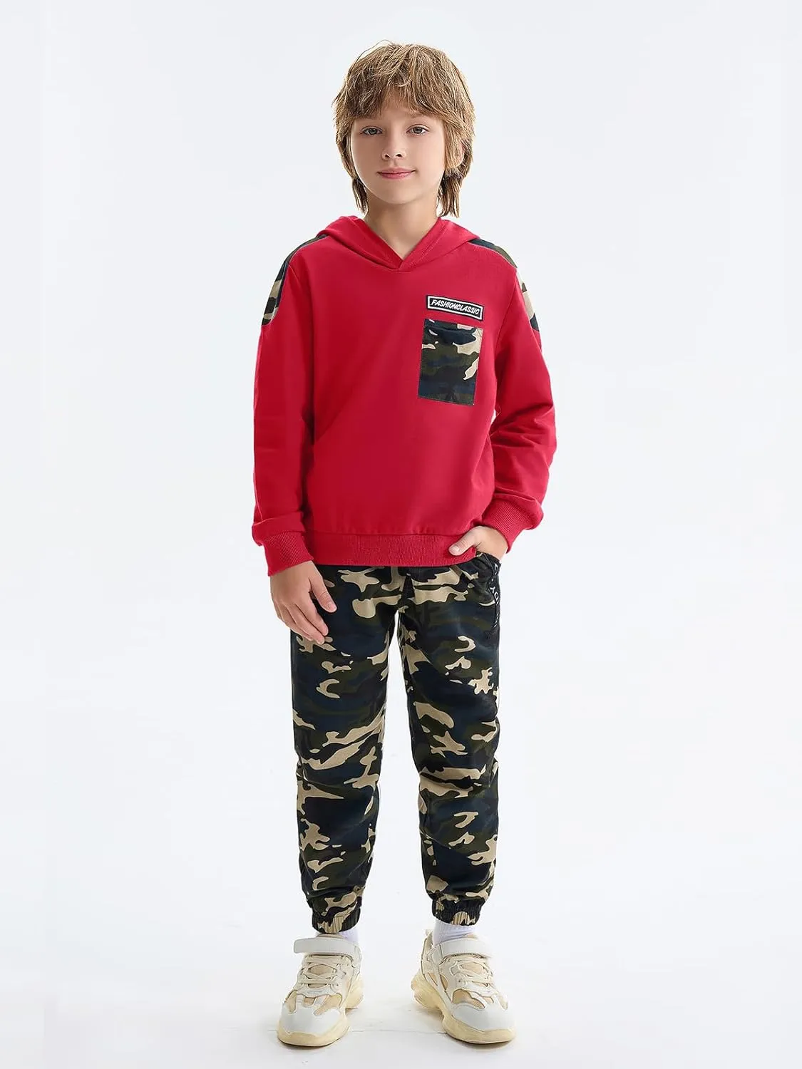 LOLANTA Camo Clothes for Boys Long Sleeve Hoodie and Pants Sets Kids 2 Piece Casual Outfits Sweatsuits