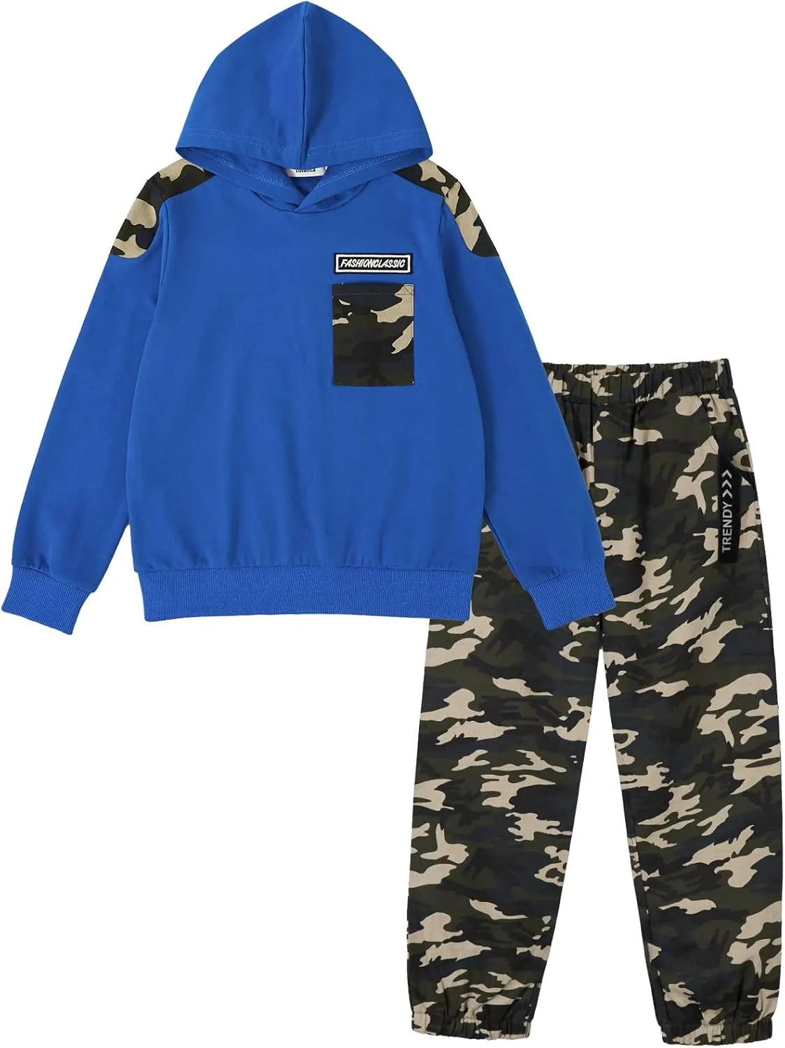 LOLANTA Camo Clothes for Boys Long Sleeve Hoodie and Pants Sets Kids 2 Piece Casual Outfits Sweatsuits