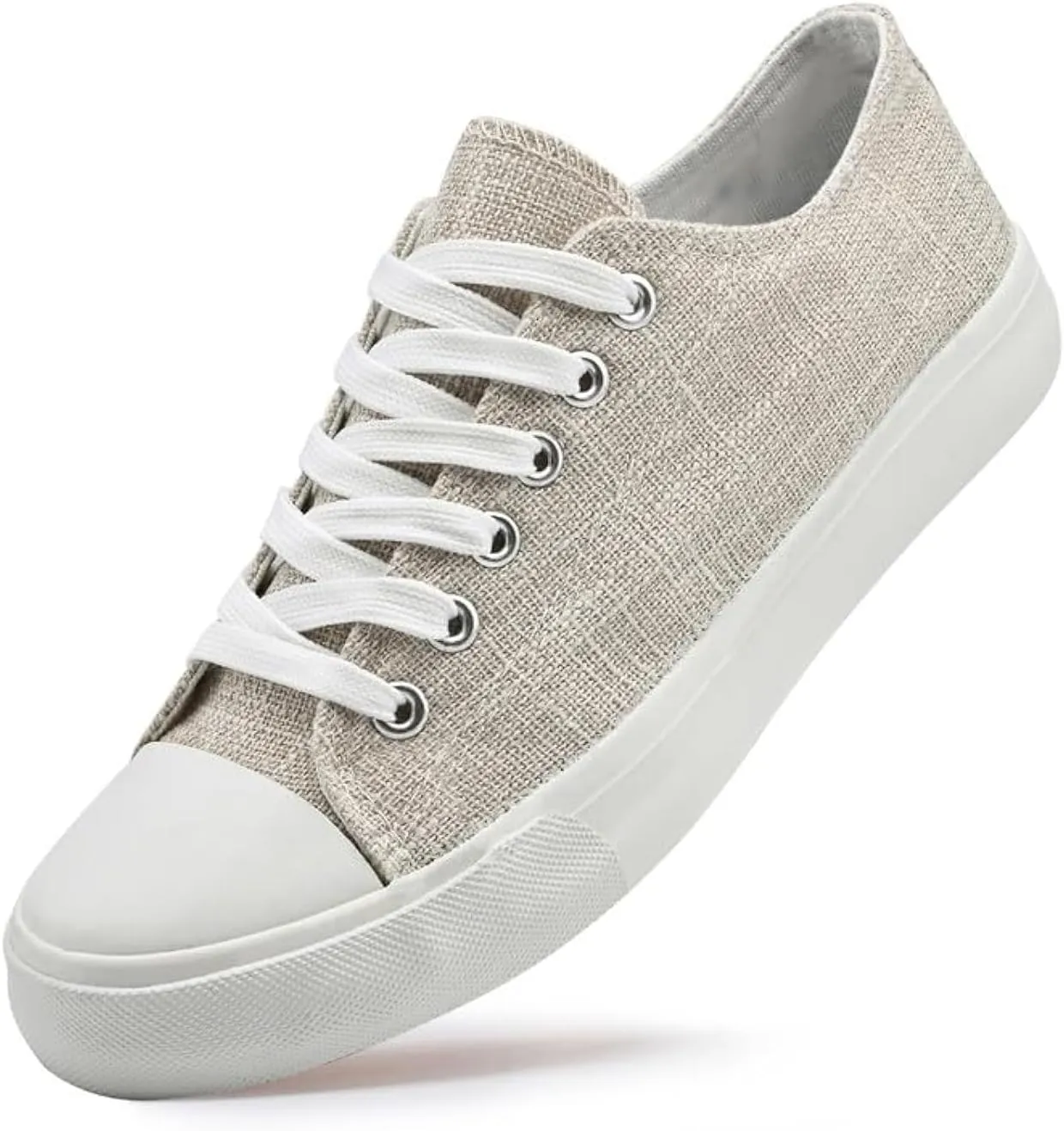 LUMUBBY Women's Canvas Fashion Sneakers, Red, Casual, Walking, Flat Sole, Lace-Up, All Seasons