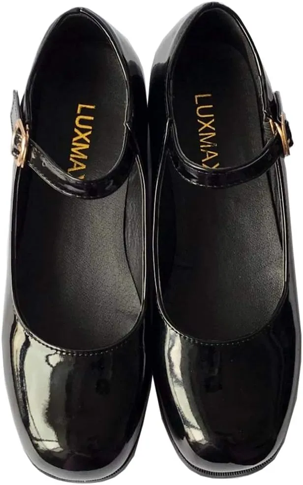 LUXMAX Womens Patent Leather Mary Jane Flats Square Toe Pumps