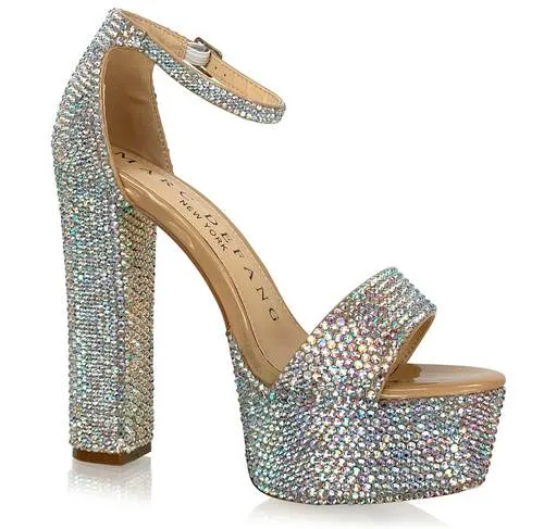 Marc Defang RYLIE 6" Platform Pageant Heels Prom Shoes AB Crystal