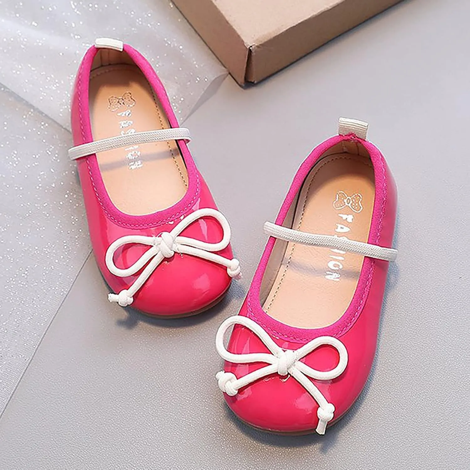 Mary Jane Flat Shoes for Little Girls Toddler Kids Ballet Dress Shoes Non Slip Soft Sole Princess Strap Shoes