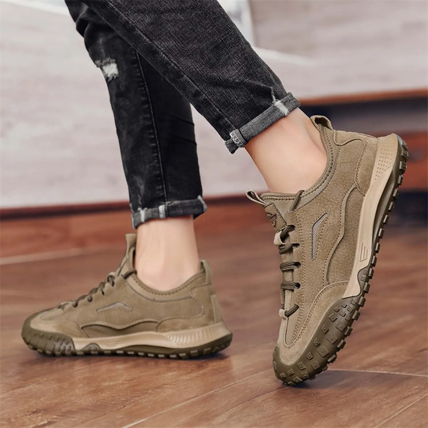 Men's Anti-slip Hiking Shoes Waterproof Men's Climbing Shoes Lightweight Cross-country Running Shoes Traveling Outdoor Backpacking Shoes Casual Walking Work Shoes Outdoor Sports Shoes
