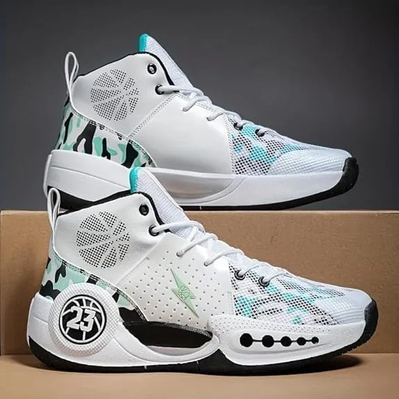 Men's Athletic Basketball Shoes, Breathable Non-Slip Training Sneakers, Shock Absorbing