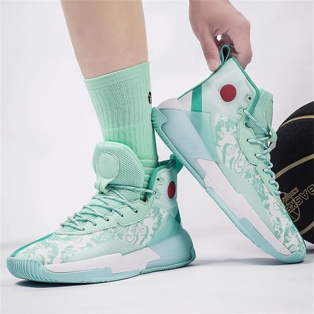 Men's Basketball Shoes Anti Slip Shock-Absorbing Breathable Practical Training Sports Boots(Green,6)