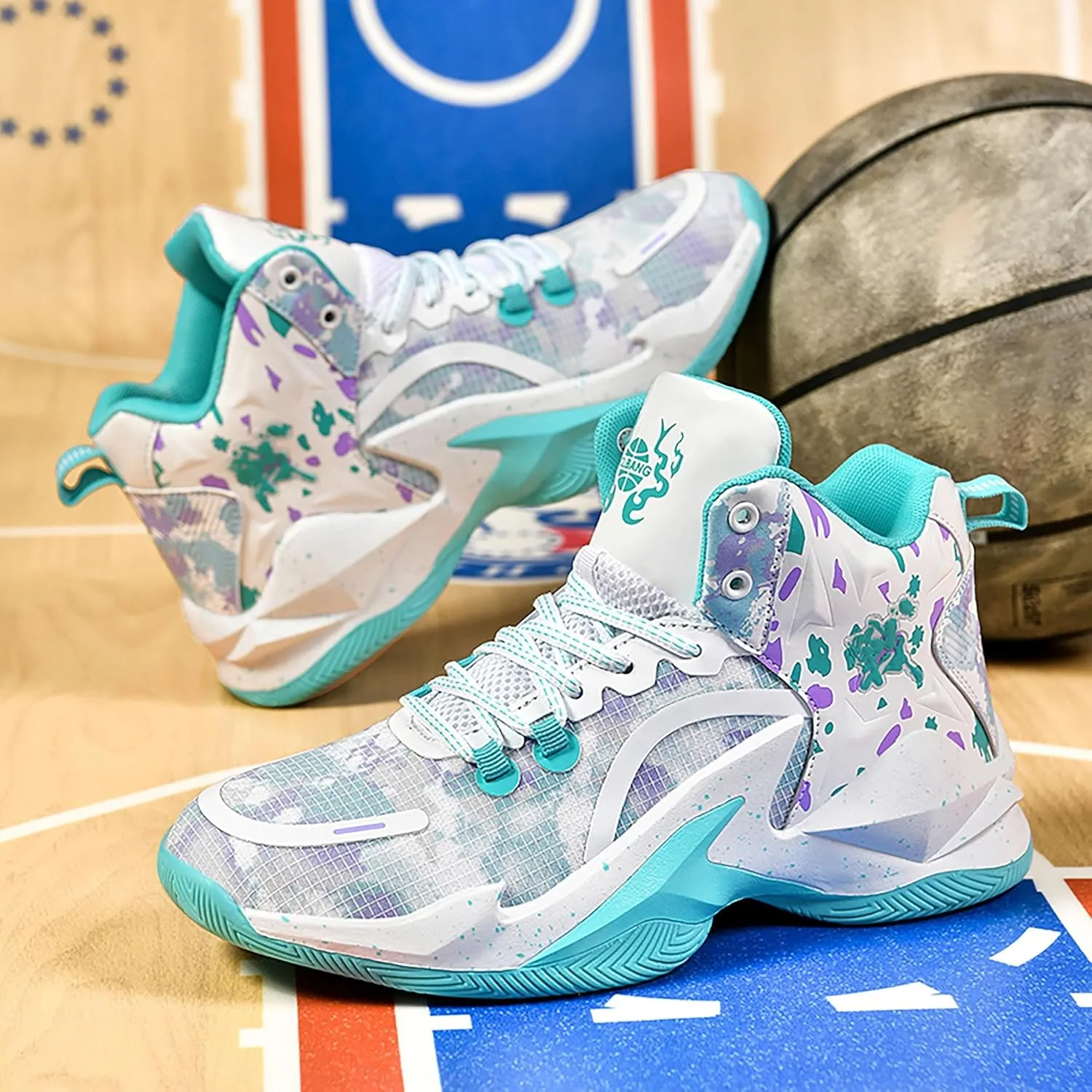 Men's Basketball Shoes are Breathable Shock-Absorbing Anti Slip Wear-Resistant Trendy Sports Training Boots