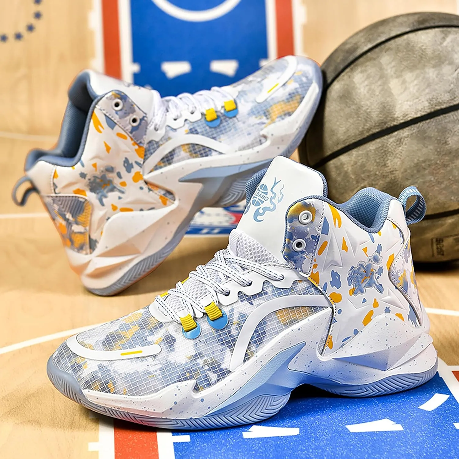 Men's Basketball Shoes are Breathable Shock-Absorbing Anti Slip Wear-Resistant Trendy Sports Training Boots