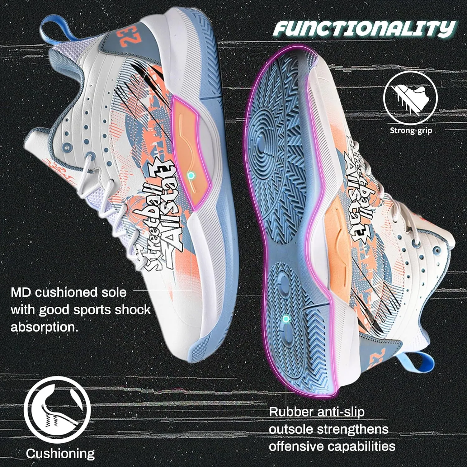 Men's Basketball Shoes are Fashionable Lightweight Wear-Resistant Shock-Absorbing Sports Training Boots