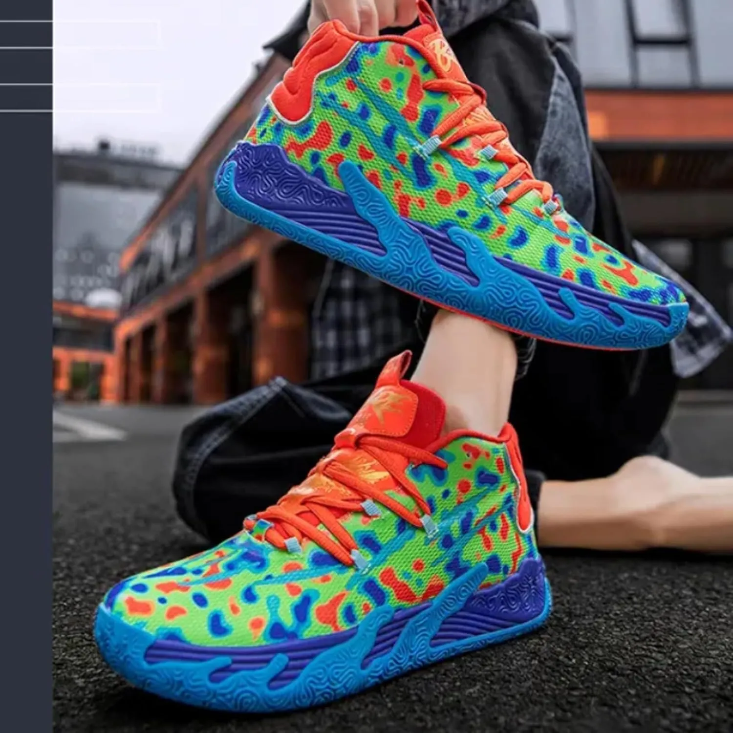 Men's Basketball Shoes High Cut Breathable Anti Slip Shock-Absorbing Sports Fitness Training Boots