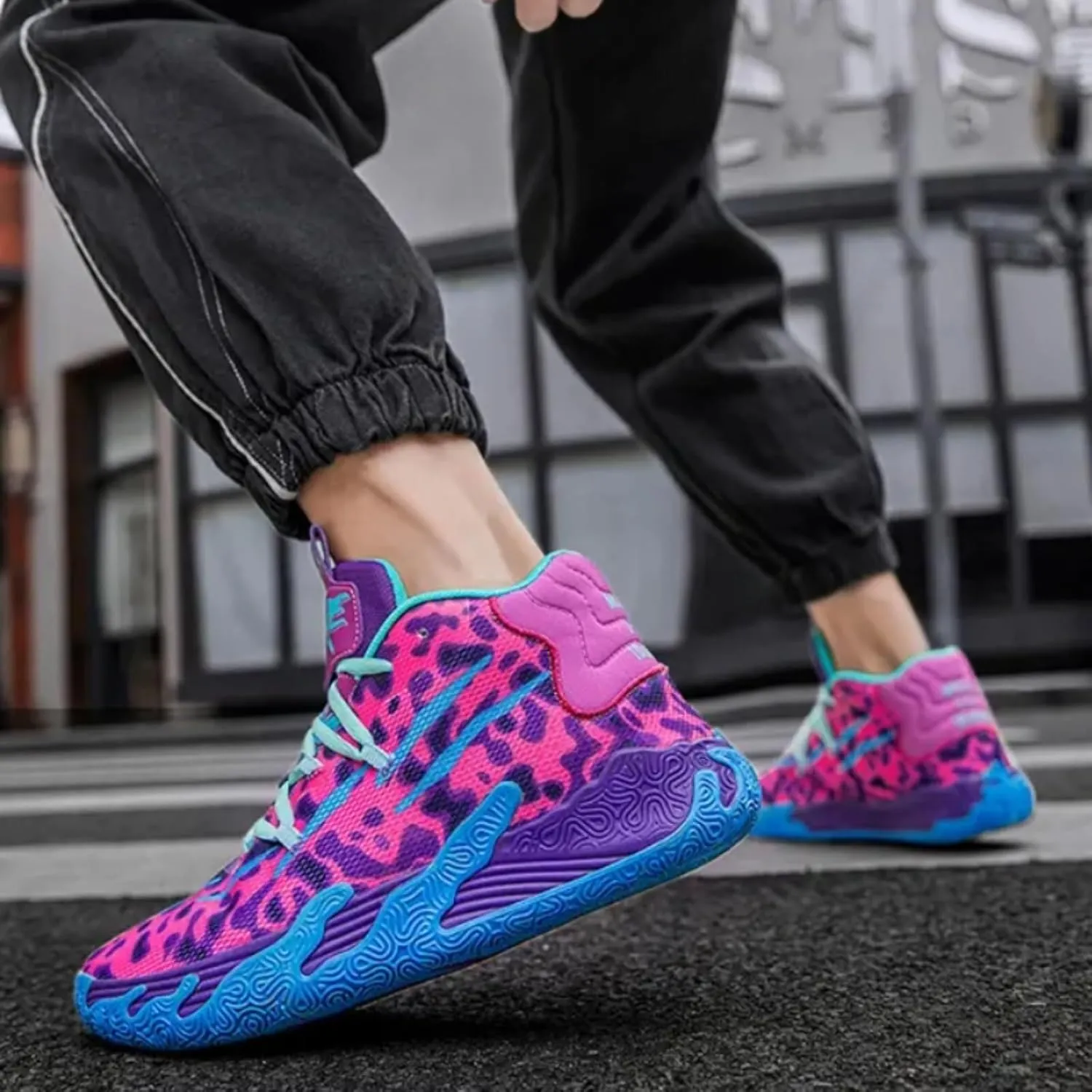 Men's Basketball Shoes High Cut Breathable Anti Slip Shock-Absorbing Sports Fitness Training Boots