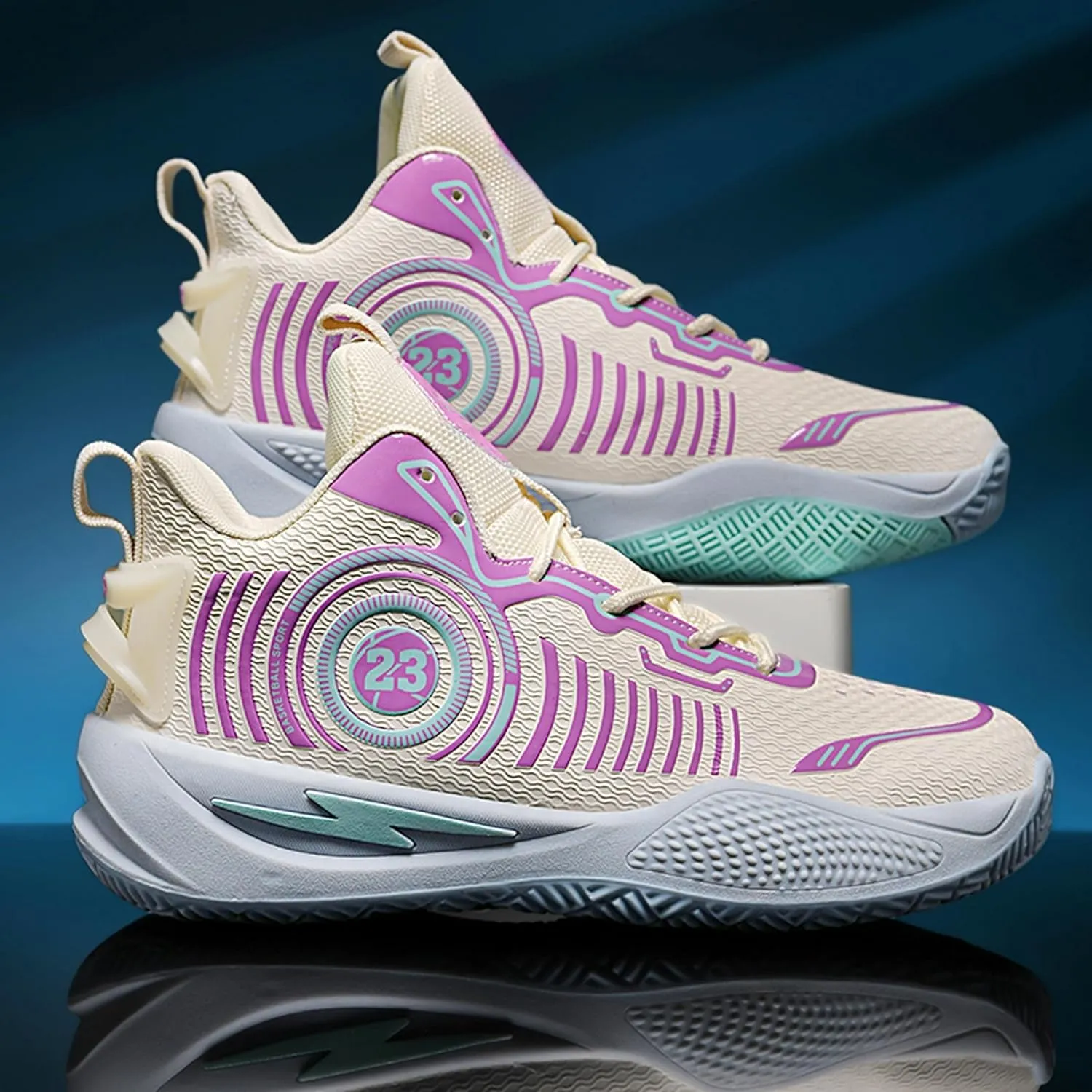 Men's Basketball Shoes High Top Anti Slip Shock-Absorbing Running Shoes Fashionable Durable Training Boots