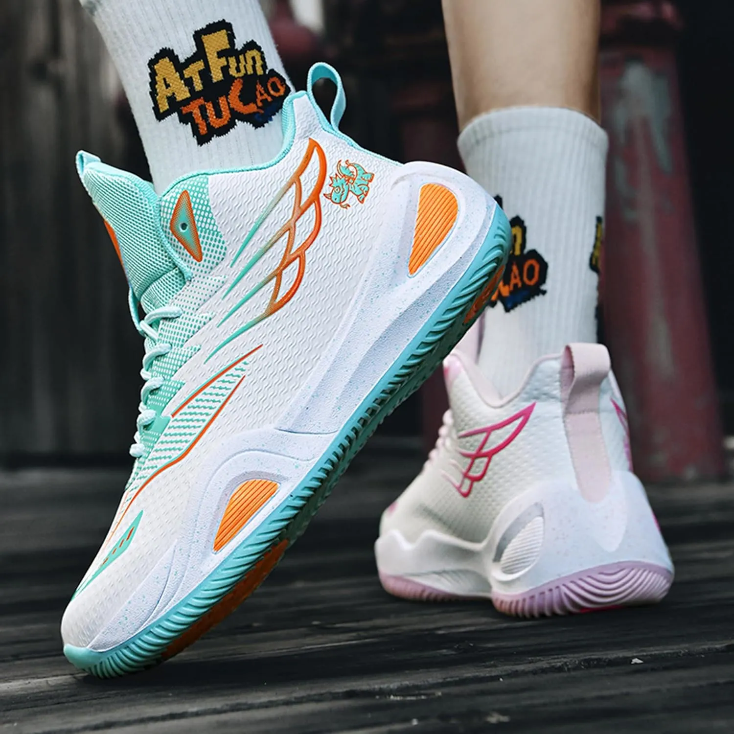 Men's Basketball Shoes High Top Anti Slip Shock-Absorbing Running Shoes Fashionable Durable Training Boots