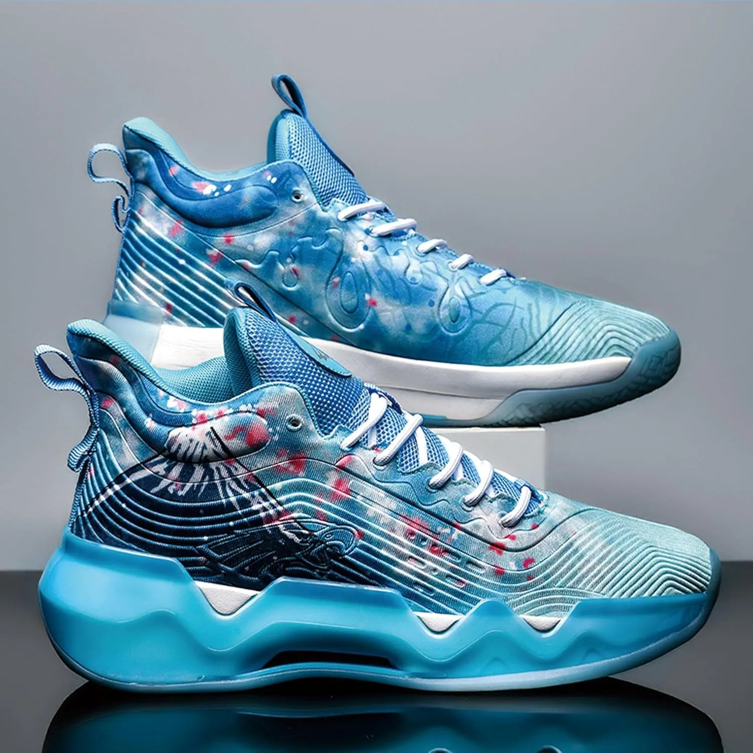 Men's Basketball Shoes High Top Anti Slip Shock-Absorbing Running Shoes Fashionable Durable Training Boots