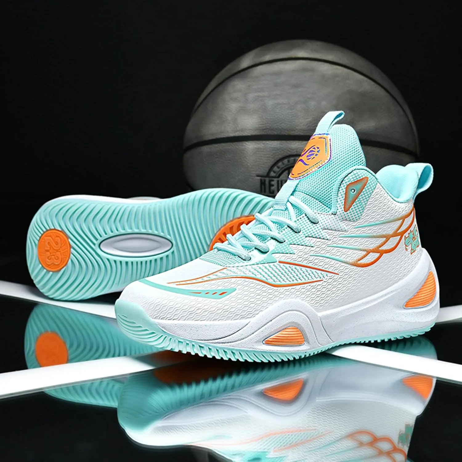 Men's Basketball Shoes High Top Anti Slip Shock-Absorbing Running Shoes Fashionable Durable Training Boots