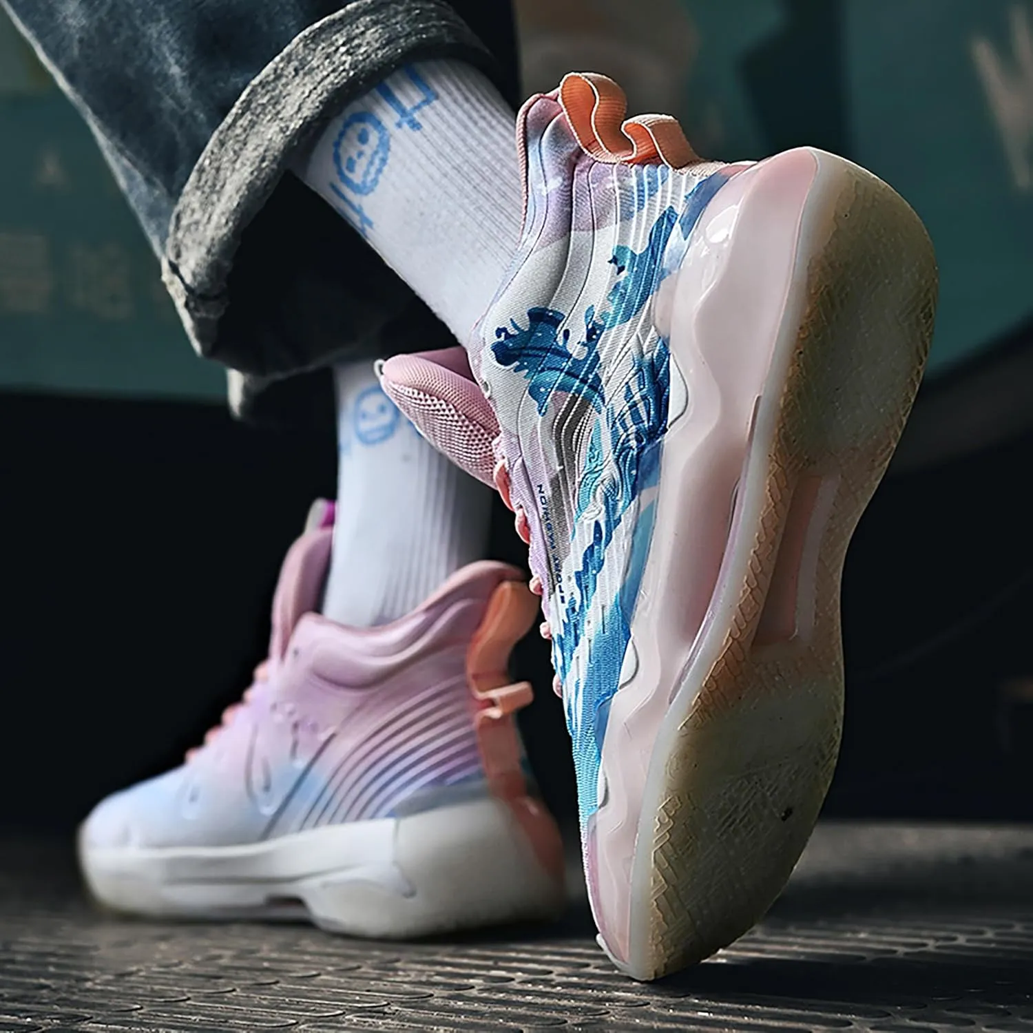 Men's Basketball Shoes High Top Anti Slip Shock-Absorbing Running Shoes Fashionable Durable Training Boots