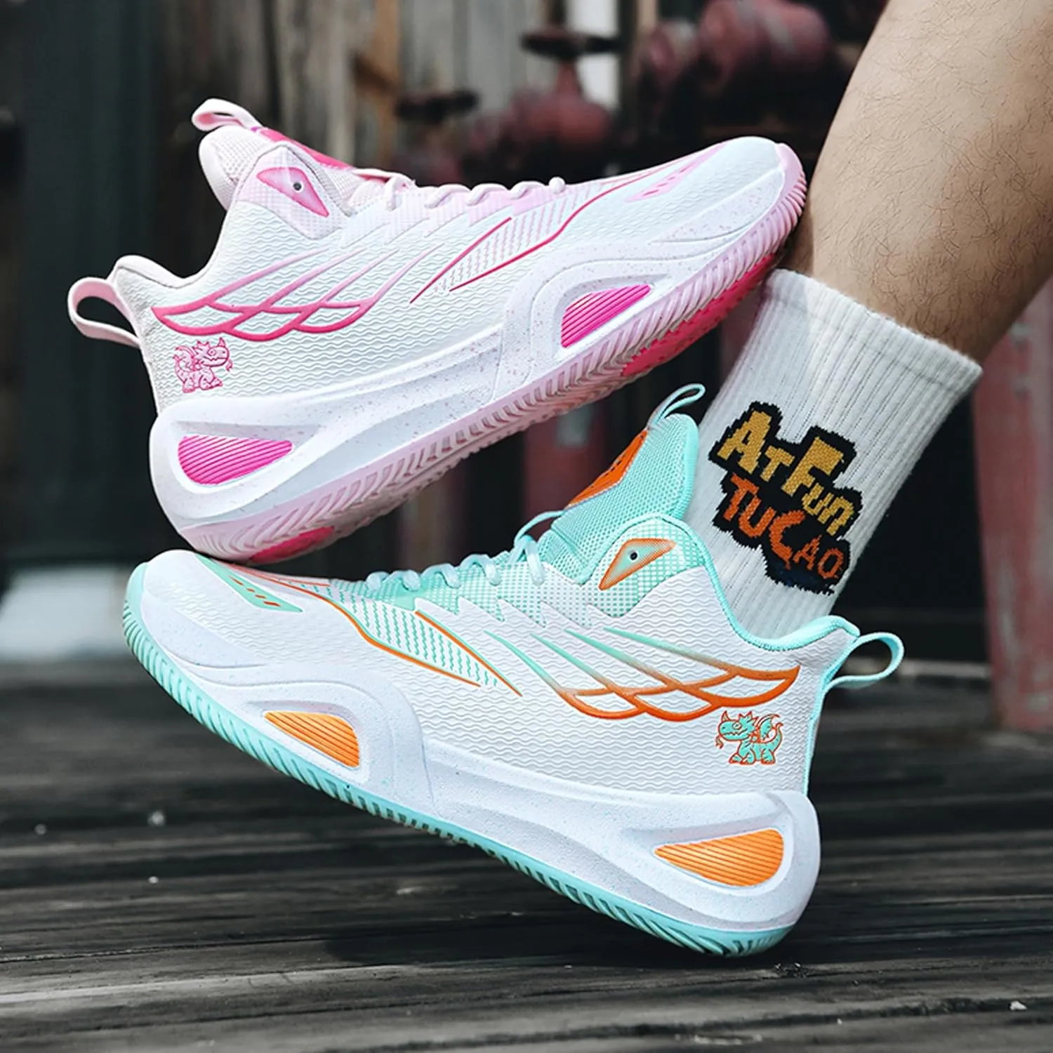 Men's Basketball Shoes High Top Anti Slip Shock-Absorbing Running Shoes Fashionable Durable Training Boots