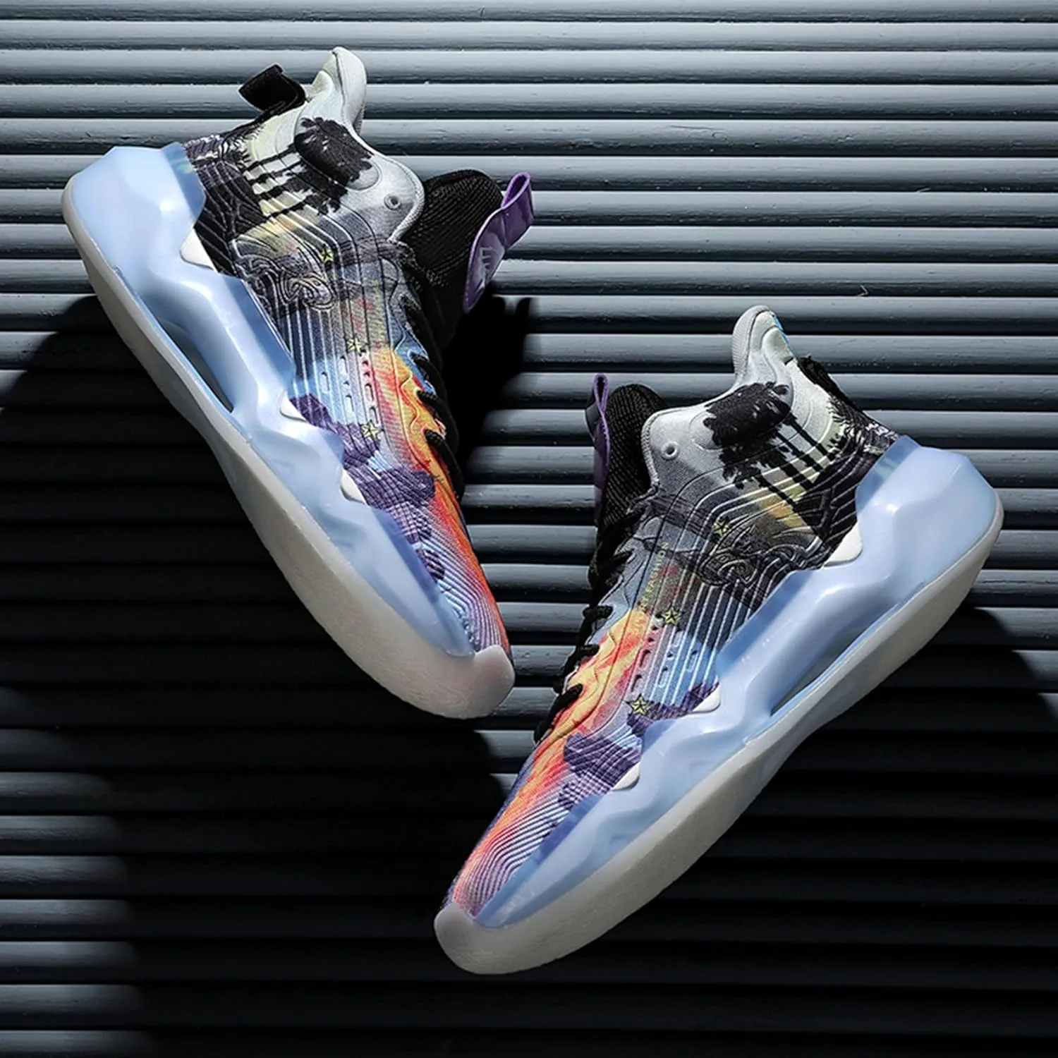 Men's Basketball Shoes High Top Anti Slip Shock-Absorbing Running Shoes Fashionable Durable Training Boots