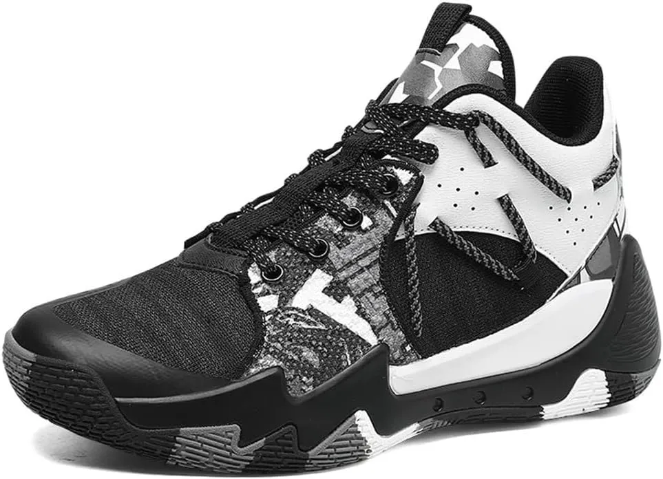 Men's Basketball Shoes with Breathable Mesh High Cut Wear-Resistant, Shock-Absorbing Anti Slip Training Boots