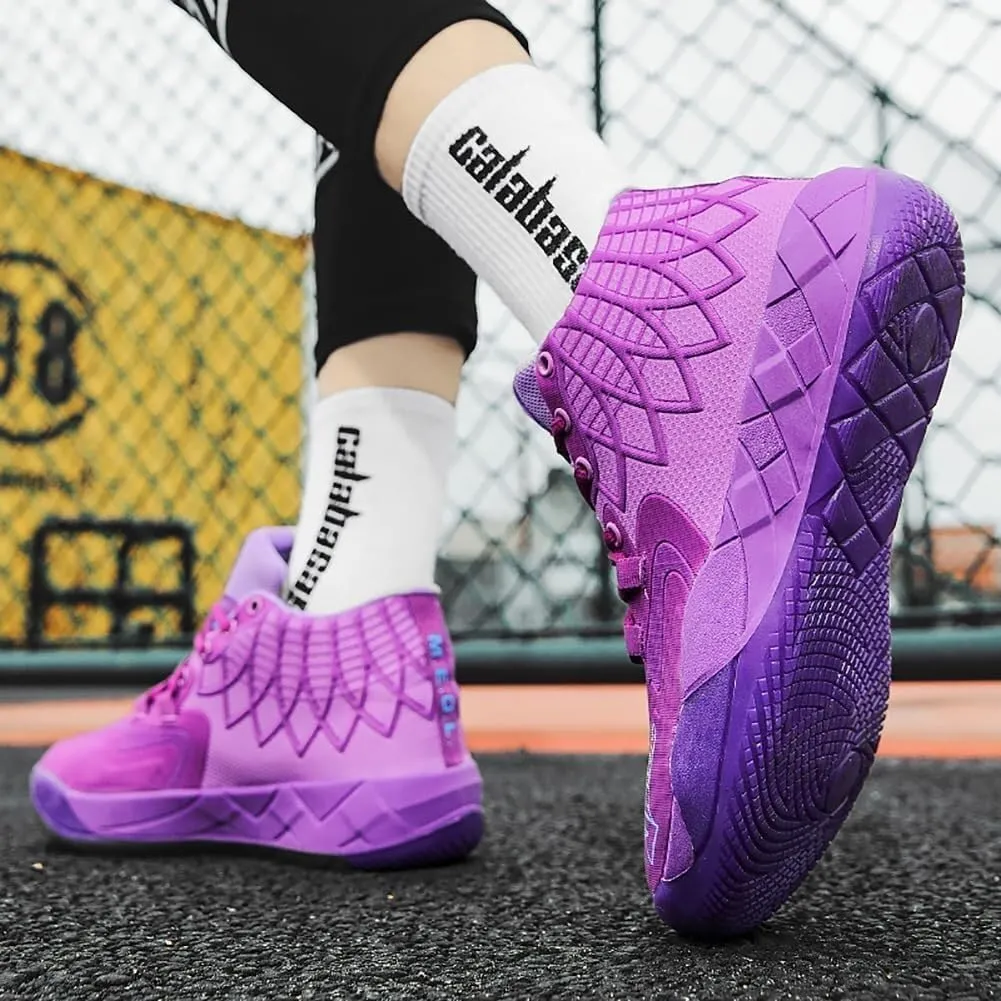 Men's Basketball Shoes with Breathable Mesh Shock-Absorbing Anti Slip Wear-Resistant Casual Fashionable Sports Training Boots