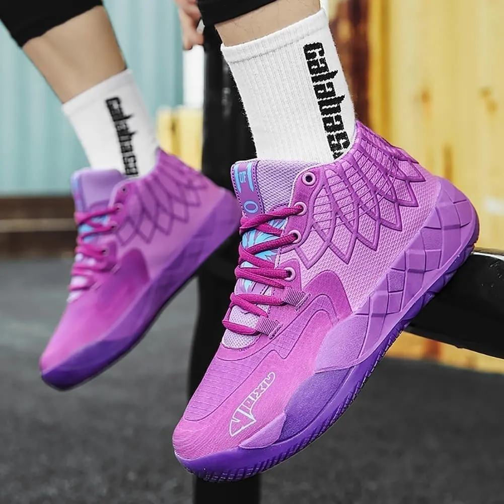 Men's Basketball Shoes with Breathable Mesh Shock-Absorbing Anti Slip Wear-Resistant Casual Fashionable Sports Training Boots