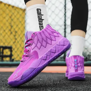 Men's Basketball Shoes with Breathable Mesh Shock-Absorbing Anti Slip Wear-Resistant Casual Fashionable Sports Training Boots