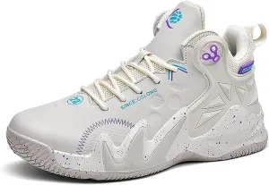 Men's Basketball Shoes with High Top Anti Slip Shock-Absorbing Design Fashionable Wrapped Sports Boots