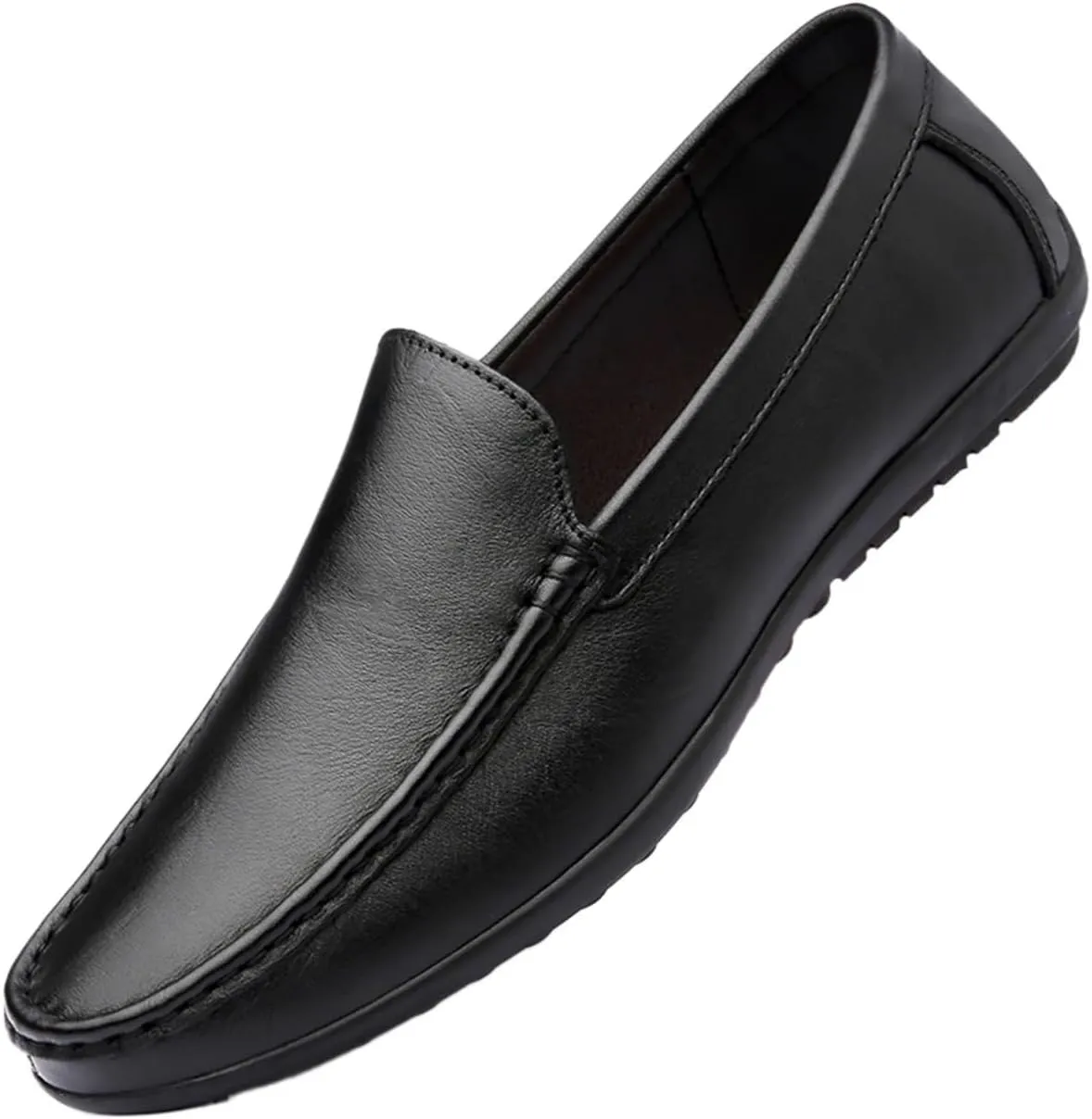 Men's Breathable Leather Loafers ?C Lightweight Slip-On Driving Shoes with Flexible Anti-Slip Sole and Fashionable Design