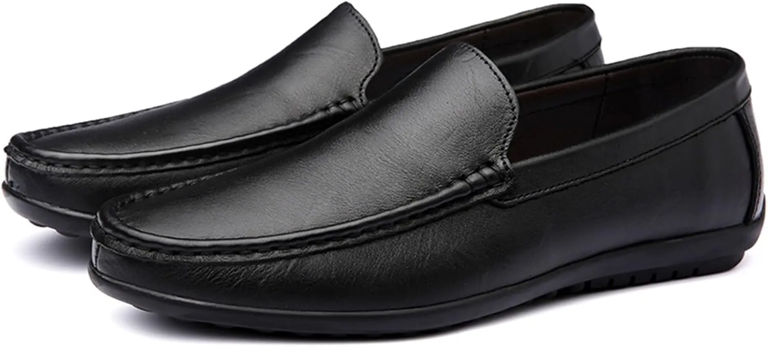 Men's Breathable Leather Loafers ?C Lightweight Slip-On Driving Shoes with Flexible Anti-Slip Sole and Fashionable Design